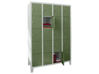 lockerkast,HxBxD 1850x1200x500mm,4x5vakken,RAL7035,front RAL6011 - 2