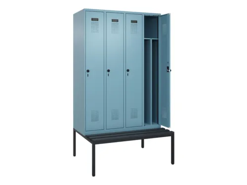 locker met bank,voor scheiding van kleding,HxBxD 2120x1200x815mm,4vak