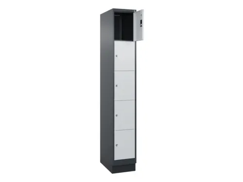 lockerkast,HxBxD 1950x300x500mm,1x5vakken,vak B 300mm,cil.-slot,sokkel