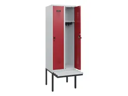 locker met bank,HxBxD 1950x600x815mm,2vak,vak B 300mm,draaigrendel