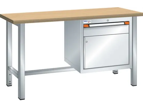 werkbank,HxBxD 840x1500x700mm,multiplexblad,RAL7035,front RAL7035