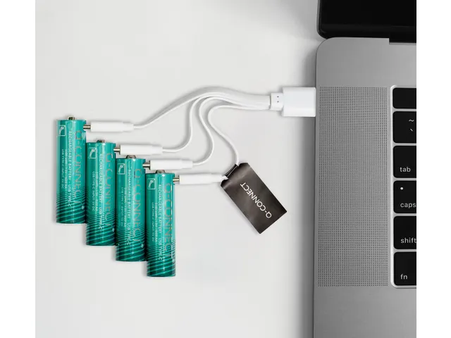 Q-CONNECT USB-C herlaadbare batterijen AAA, blister van 4 stuks