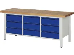 werkbank,RAL 7035/RAL 5010,HxBxD 840-1040x2000x700mm,beukblad