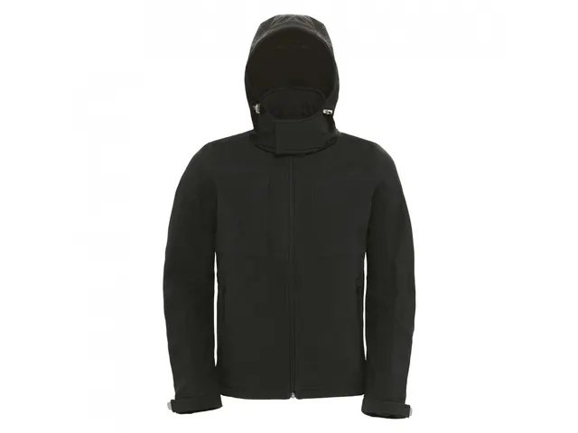 Veste B&C Hooded Softshell Homme 3 couches Capuche Noir XL