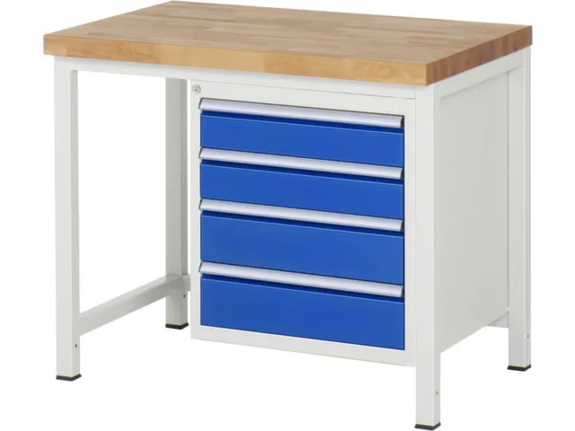 werkbank,HxBxD 840-1040x1000x700mm,beukblad,draagverm. 1250kg,4voeten