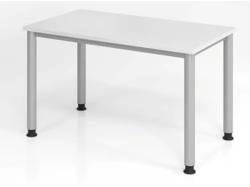 bureau,HxBxD 685-810x1200x670mm,blad wit,4voeten zilverkleurig