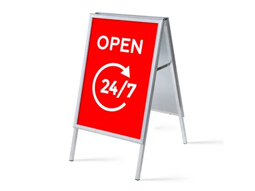 Stoepbord A1 complete set met print 'Open 24/7' Rood