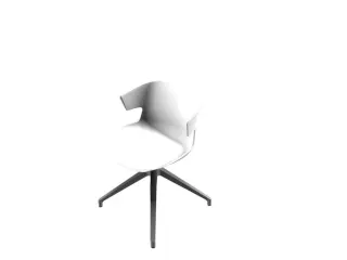 Bezoekersstoel Kunststof Kuip Wit Spinonderstel Aluminium - 1