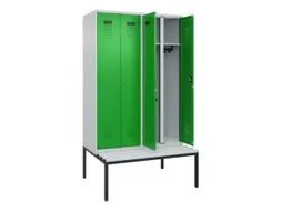 locker met bank,voor scheiding van kleding,HxBxD 2120x1200x815mm,4vak