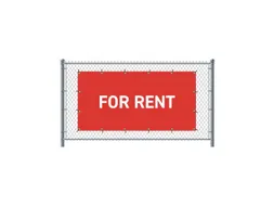 Hekwerkbanner 200x100 cm Rood met Engelse Print FOR RENT