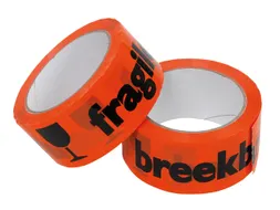 Waarschuwingstape IEZZY breekbaar 50mmx66m oranje/zwart