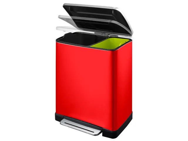 E-Cube recycling pedaalemmer Rood Mat RVS 28+18 Liter