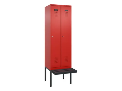 locker met bank,voor scheiding van kleding,HxBxD 2120x600x815mm,2vak