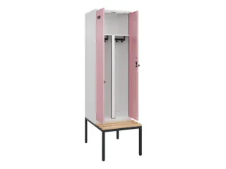 PBM-locker met bank,HxBxD 2120x600x815mm,2vak,vak B 300mm,draaigrendel - 1