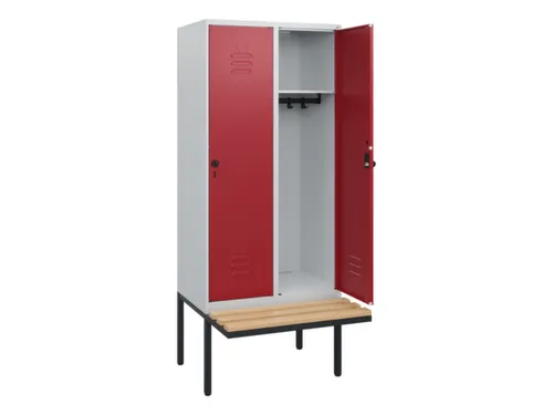 locker met bank,HxBxD 1950x800x815mm,2vak,vak B 400mm,draaigrendel