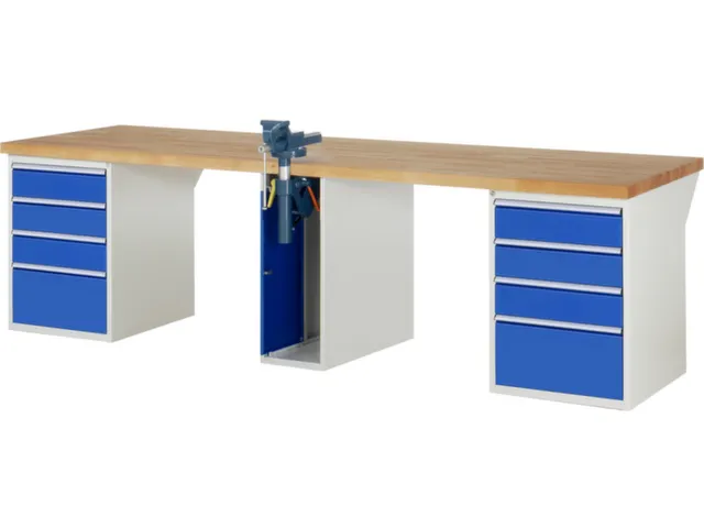 werkbank,HxBxD 890x3000x900mm,beukblad,draagverm. 750kg,3containers