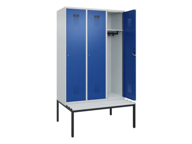 locker met bank,HxBxD 2120x1200x815mm,3vak,vak B 400mm,cilinderslot