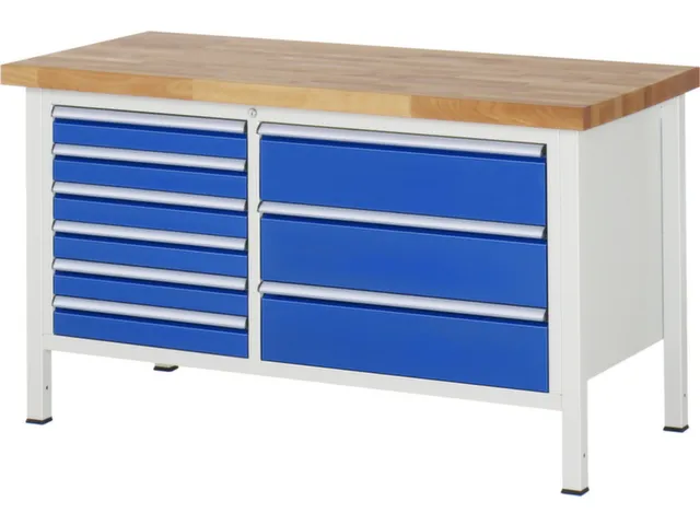 werkbank,HxBxD 840-1040x1500x700mm,beukblad,draagverm. 1250kg,4voeten