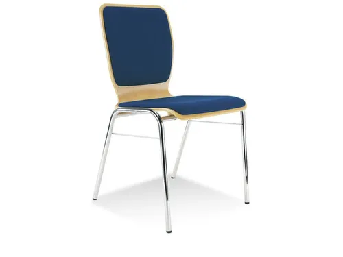 Houten Kuipstoel Beukenhouten Zitschaal Bekleding Blauw 4 Stuks