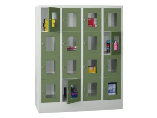 lockerkast,HxBxD 1518x1200x500mm,4x4vakken,RAL7035,front RAL6011 - 2