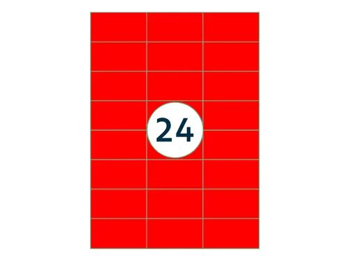 Etiket 70x37mm Fluor Rood 100 Vel