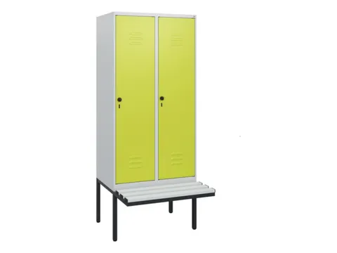 locker met bank,HxBxD 1950x800x815mm,2vak,vak B 400mm,draaigrendel