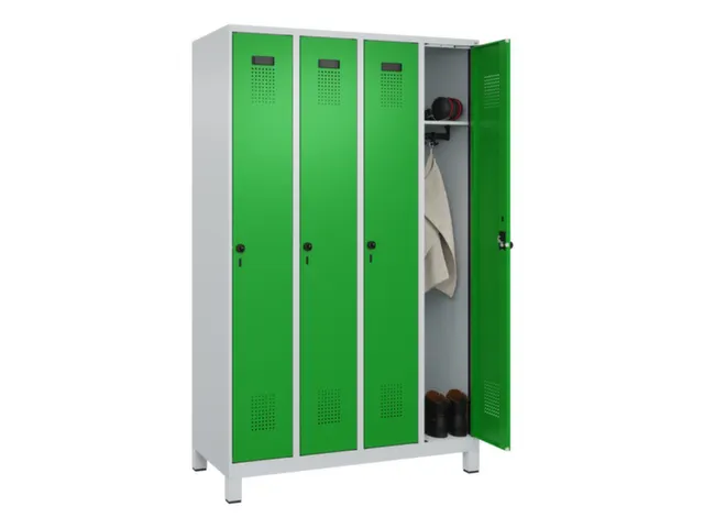 locker,HxBxD 1950x1200x500mm,4vak,vak B 300mm,draaigrendel,voeten