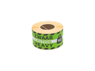 Gevaaretiket Raadhuis 46x125mm rol 250 stuks Heavy caution EN/NL groen - 1