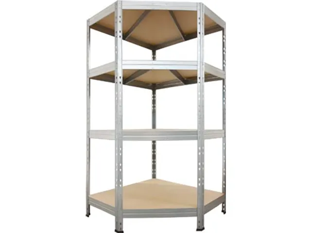Etagère métallique angle corner 4 tablettes HDF 180x90x90x45cm