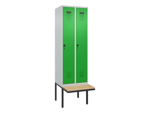 locker met bank,voor scheiding van kleding,HxBxD 2120x600x815mm,2vak