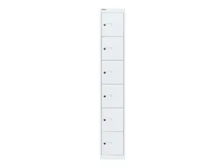 lockerkast,HxBxD 1802x305x305mm,1x6vakken,cil.-slot,romp verkeerswit - 1