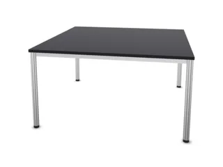Vergadertafel Hxbxd 74x140x140cm 4-poots Ronde Buis Aluzilver Cc-zwart - 1