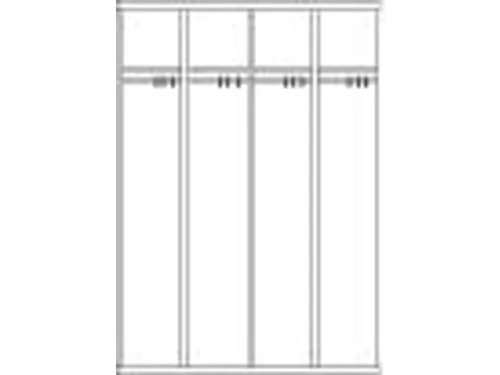 garderobekast,HxBxD 1850x1170x500mm,4vak,RAL7035,front RAL6011