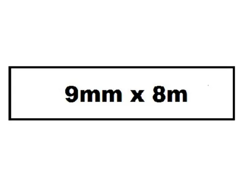 Labeltape Quantore TZE-221 9mm x 8m zwart op wit