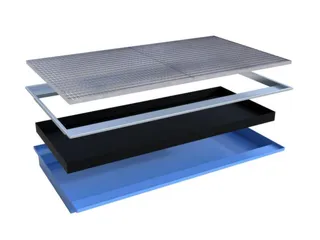 ophangbak,opvangvol. 200l,HxBxD 140x2150x1250/915mm,m. PE-element - 2