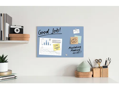 Glas-magneetbord Sigel Artverum mat pastelblauw. 600x400x15mm