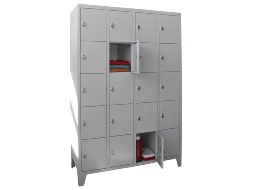 lockerkast,HxBxD 1850x1200x500mm,4x5vakken,RAL7035,front RAL7016