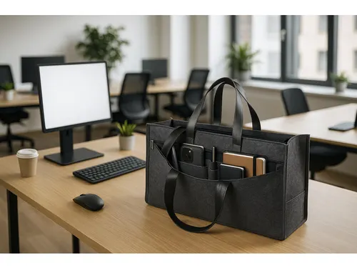 Bureautas Juscha voor hybride werken donker grijs 50x28x15cm