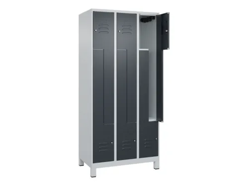 Z-garderobekast,HxBxD 1950x900x500mm,vak B 150/300mm,cil.-slot,voeten