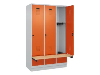 locker met bank,HxBxD 1950x1200x815mm,3vak,vak B 400mm,draaigrendel - 1
