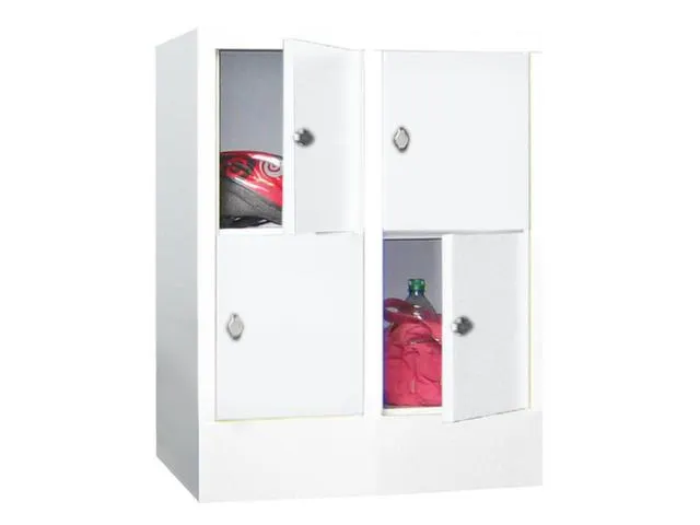 lockerkast,HxBxD 855x600x500mm,2x2vakken,RAL7035,front RAL5010