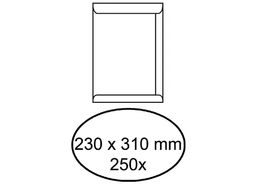 Envelop akte 230x310mm zelfklevend 100gr wit 250stuks