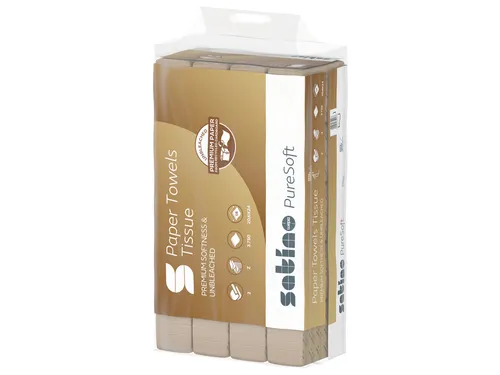 Handdoek PureSoft PT2 Z-vouw 2-laags 206x240mm 25x150vel natur 277530
