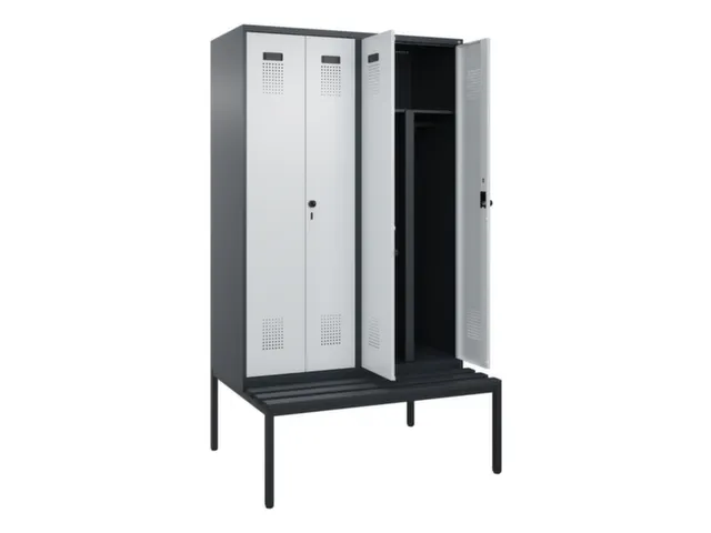 PBM-locker met bank,HxBxD 2120x1200x815mm,4vak,vak B 300mm