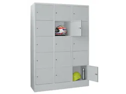 lockerkast,RAL 7035,HxBxD 1850x1200x500mm,3x5vakken,vak B 400mm