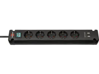 Stekkerdoos Brennenstuhl Bremounta 5vdig incl 2 USB 3m zwart - 1