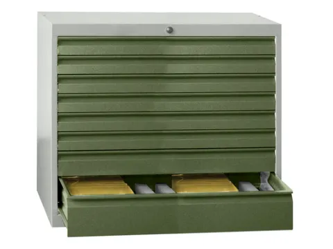 ladekast 600x1023x600mm 5laden cilinderslot RAL7035 front RAL6011