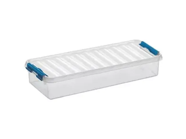 Boîte de rangement Q-line 2,5 L bleu transparent - 38,8 x 14,2 x 6,5