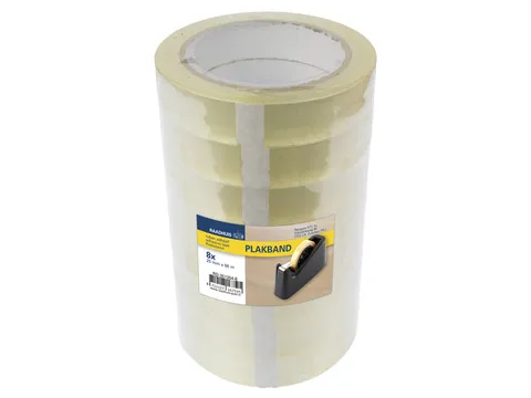 Plakband Raadhuis 25mm x 66m PP transparant krimp a 8 rol