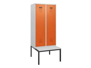 locker met bank,HxBxD 1950x800x815mm,2vak,vak B 400mm,cilinderslot - 2